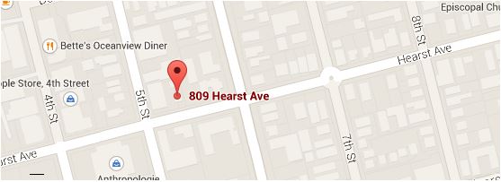 We are located at 809 Hearst Ave. between 5th and 6th Streets in West Berkeley