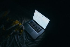 Laptop on the bed