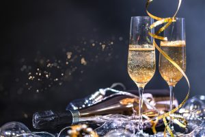 Two glasses of champagne for New Year's Eve