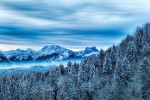 Snowy mountain in winter