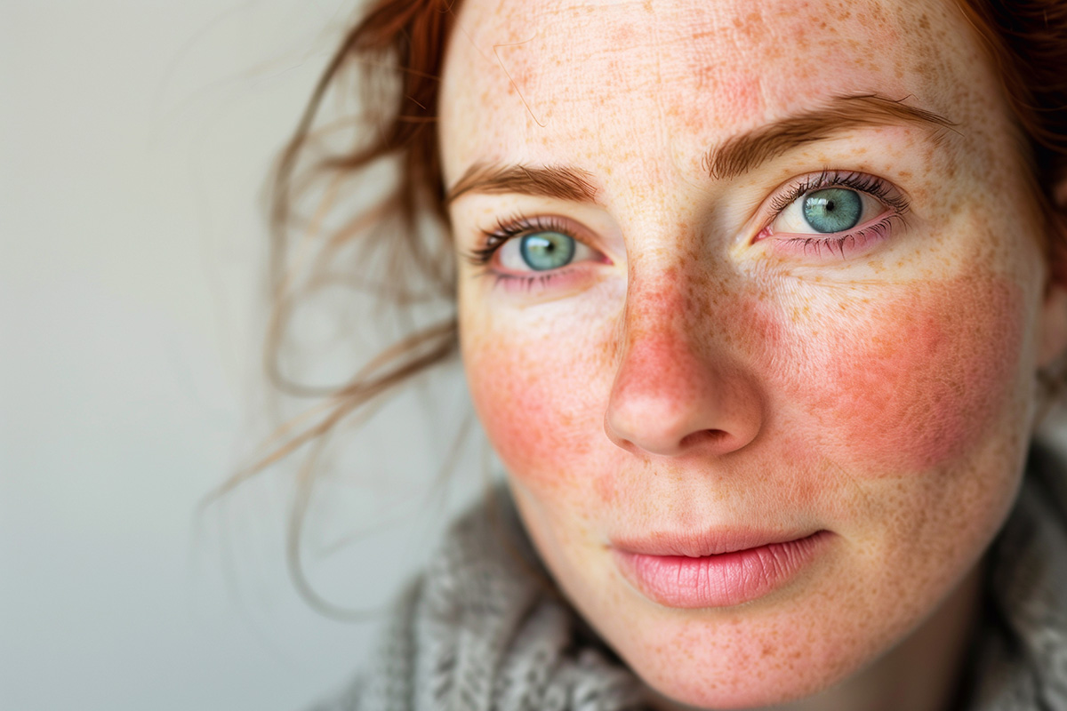 Woman after successful rosacea acupuncture treatment.