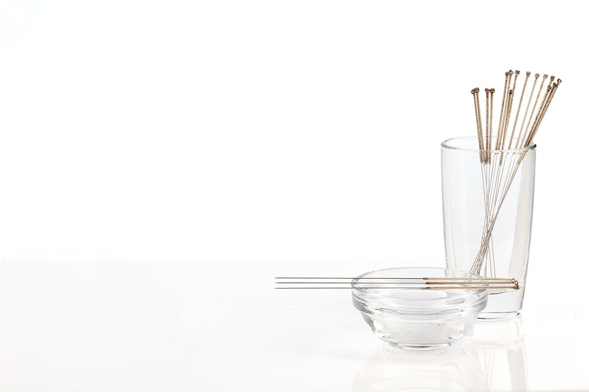 Silver needles for traditional Chinese medicine acupuncture.