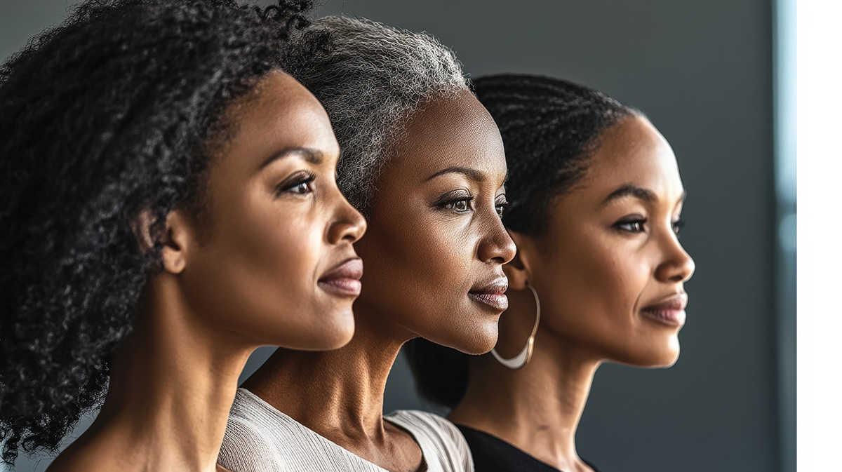 Three women of different ages showcase their unique beauty