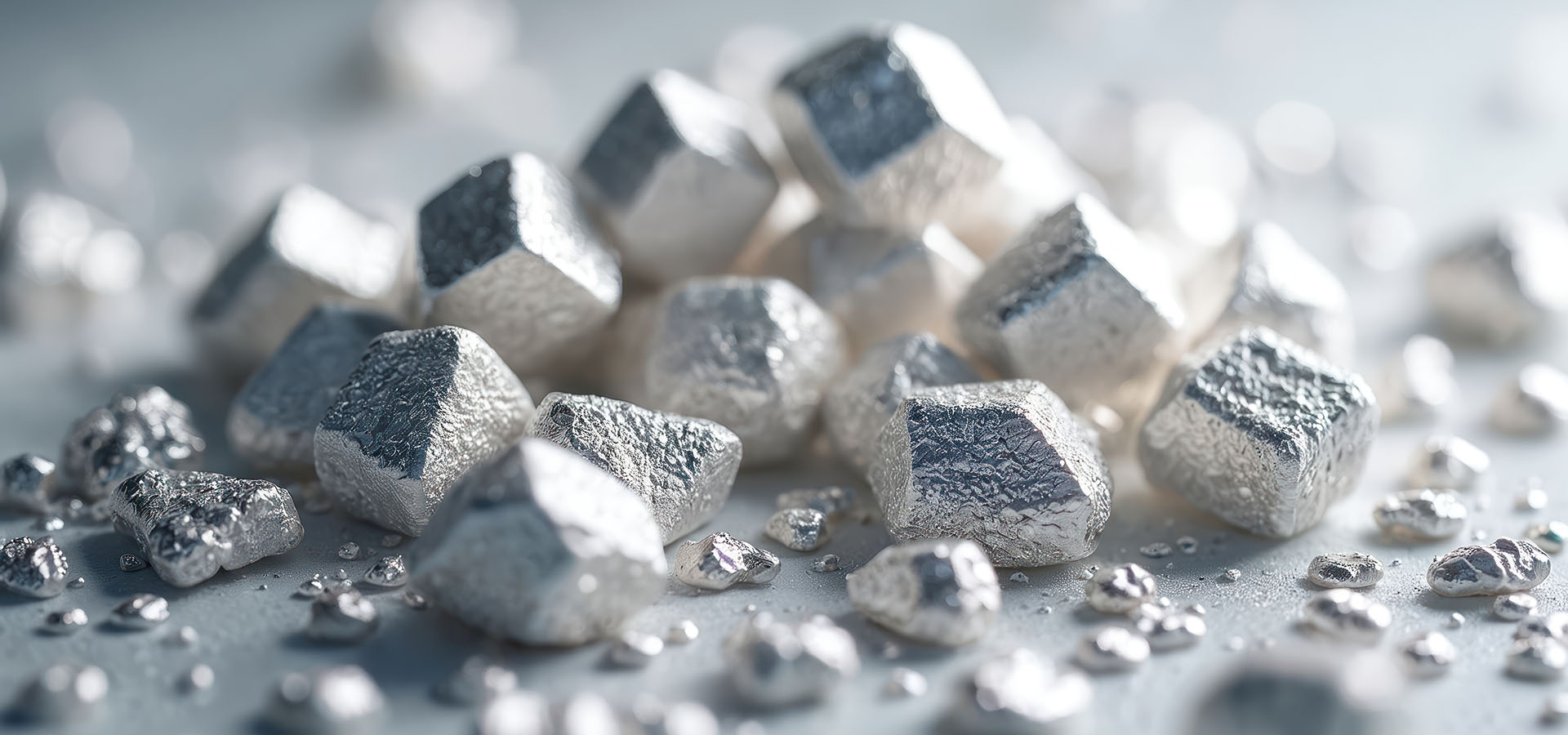 Pile of raw pure magnesium metal chunks