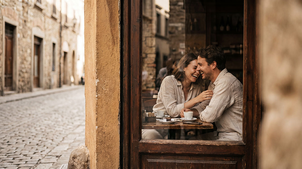 A joyous young couple sharing a laugh 
